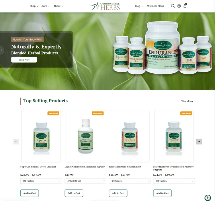 Common Sense Herbs - Website Migration From WordPress to Shopify