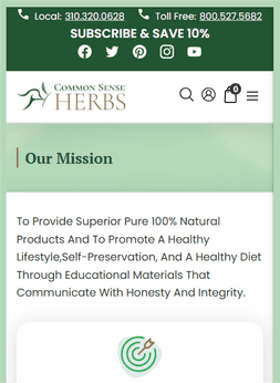Common Sense Herbs - E commerce platform
