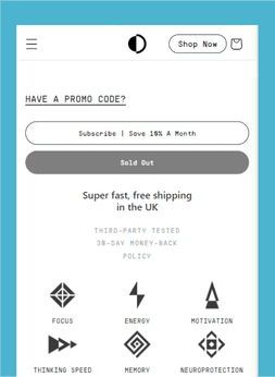 Dome Technologies-Subscription Feature for Nootropics-Shopify eCommerce Store