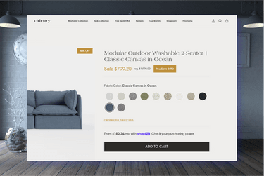 Dynamic Price Calculation - Shopify Furniture Store Chicory Home